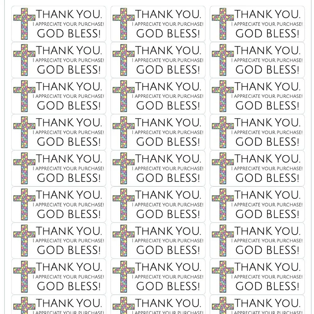 90 Thank You Stickers God Bless Labels